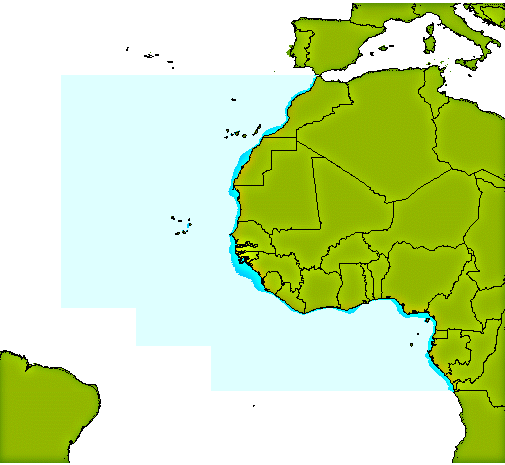 Mapa oficial del área pesquera FAO 34, Atlántico Centro-Oriental